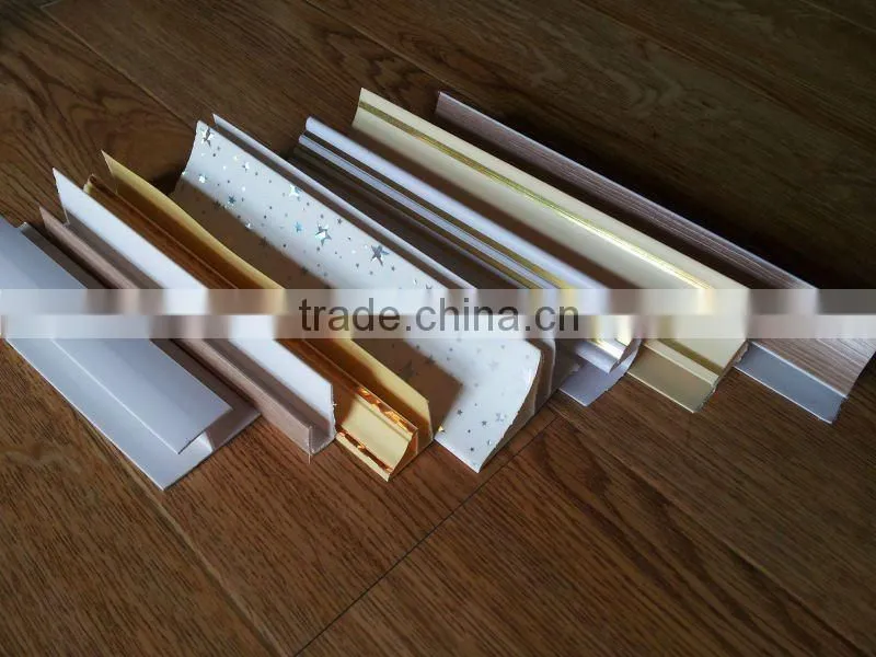 wood laminated pvc profile/ corner/ cornice