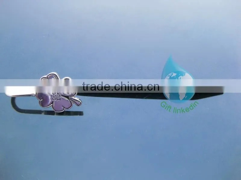 Four-leaf clover metal bookmark/custom 3d bookmark china supplier