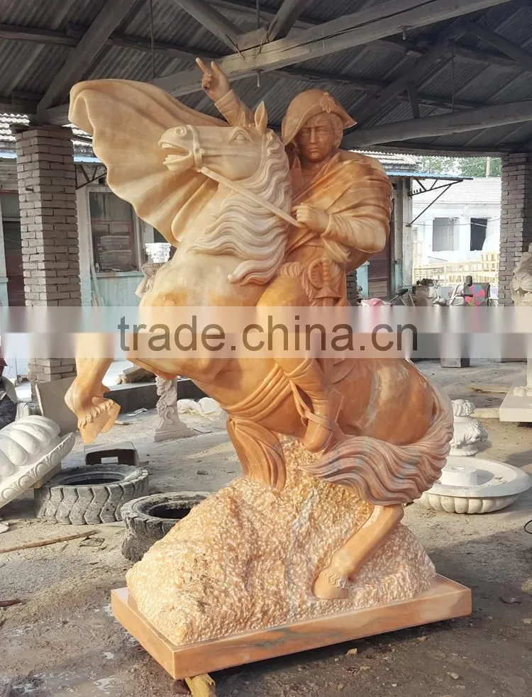 Western Style Man With Horse Marble Figure Statue