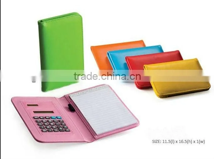 Mini calculator with leather covecr notepad