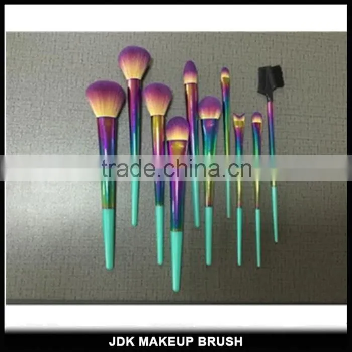 Private label Vegan makeup brushes rainbow color makeup brush set