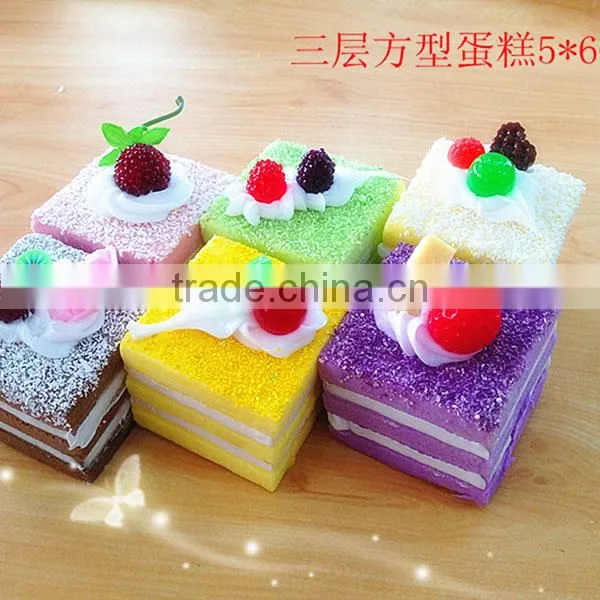 Fake square colorful shining cake as for fridge magnet decoration