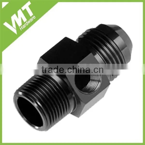 45 degree Male Flare Union AN6 With 1/8" NPT Port Black Silver Blue Finish