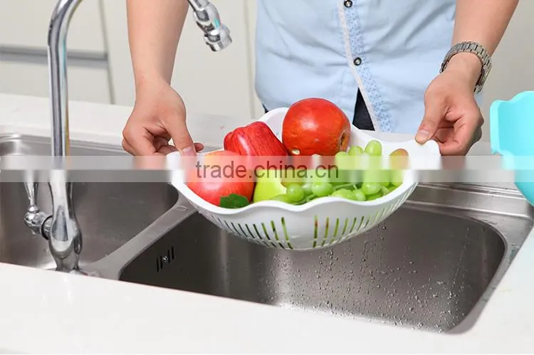 square double-layer draining fruit basket--blue