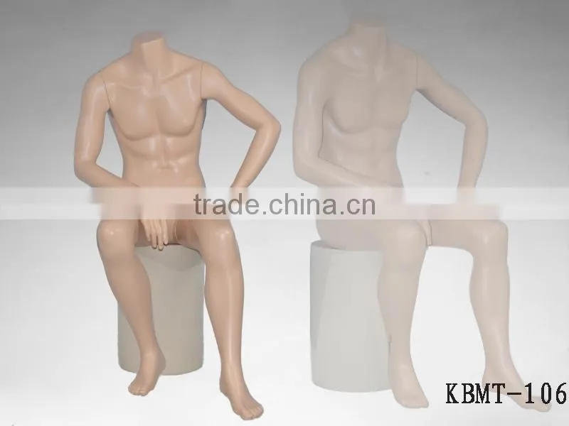 Skin Color Sitting Male Headless Mannequin Suitable For Retail Window Display