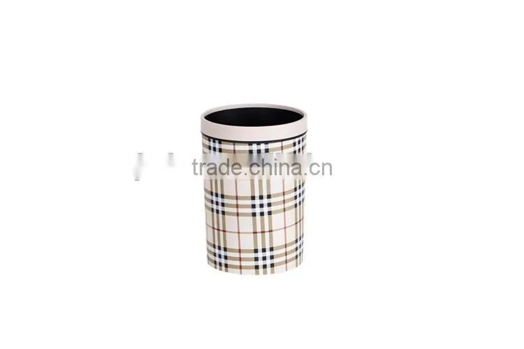 European Style Plastic Leather or Knitted Trash Can Waste Bin Container With Lid 10L