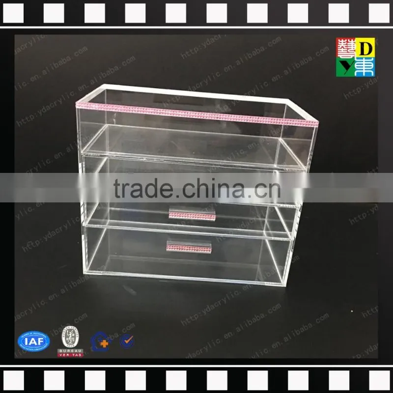 Clear acrylic jewelry organizer box makeup storage boxes/stackable cube acrylic storage boxes from shenzhen yidong