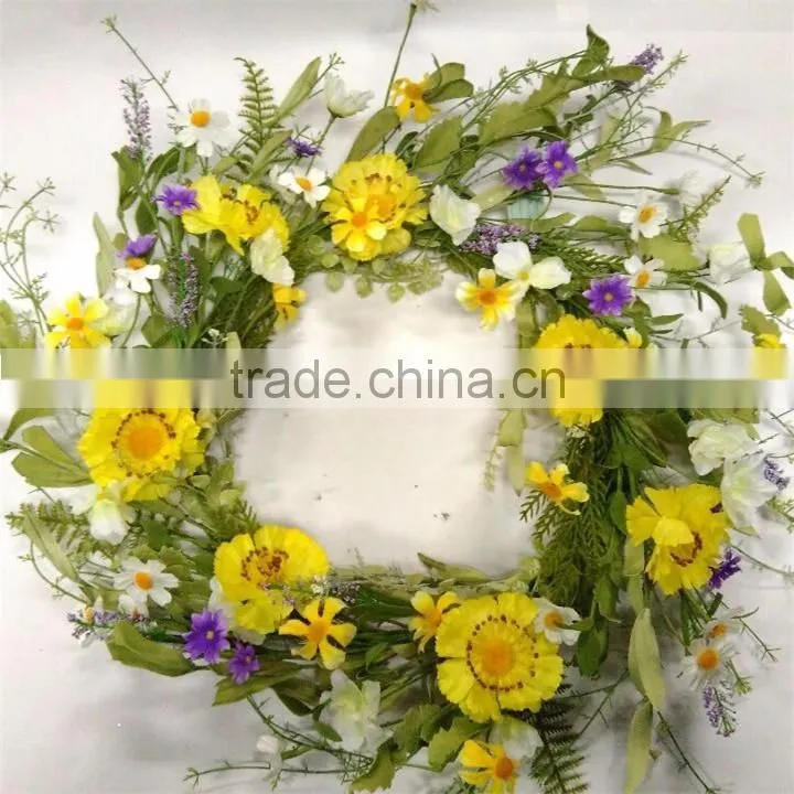 import china products artificial flower wreath with leaves