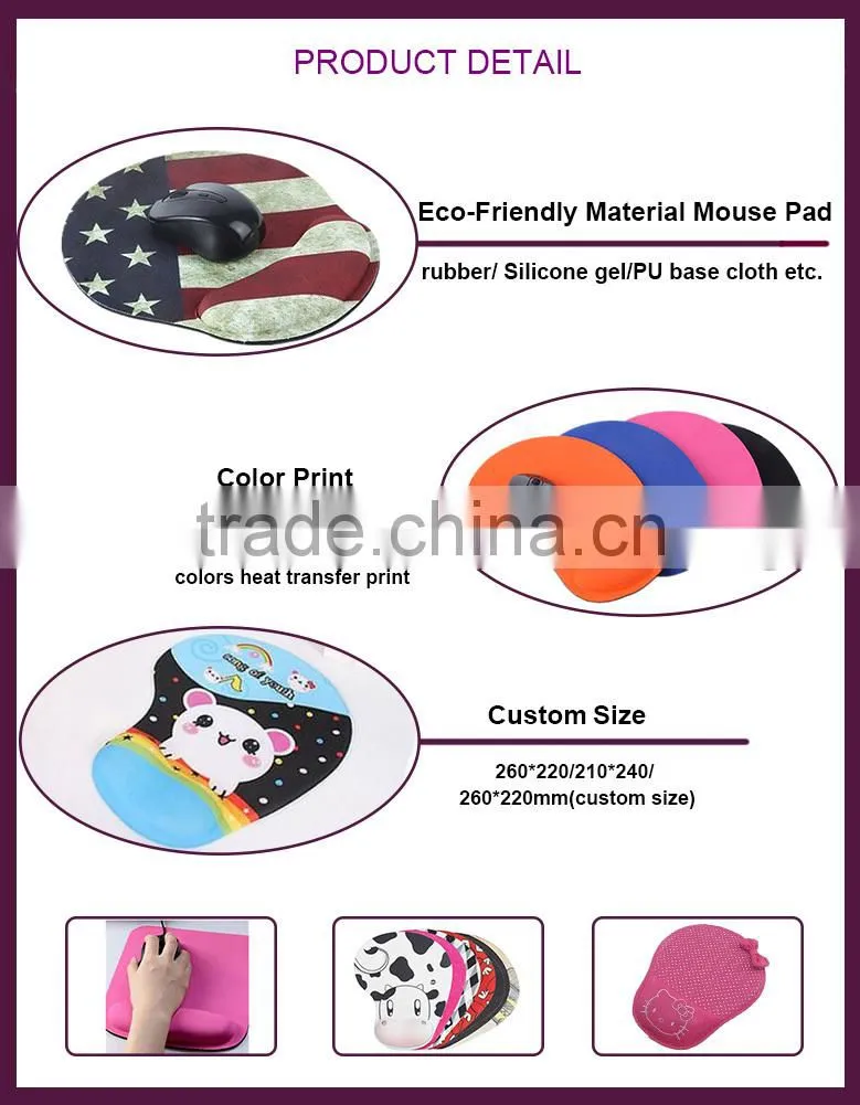 Cheap Advertising Customized Rubber Wrist Mouse Pad With Good Quality