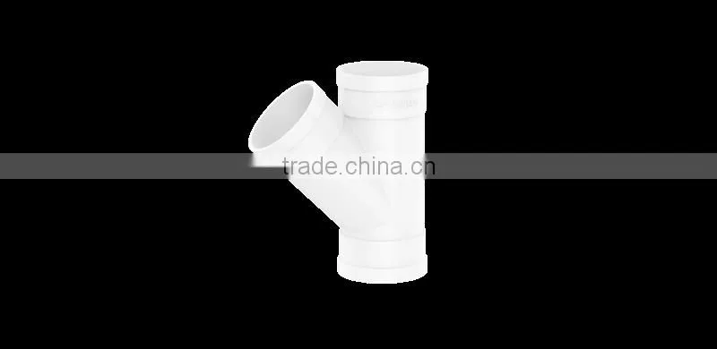 Factory price Manufacturer good quality PVC Fitting UPVC Rubber Joint plastic fitting for drainage GB 45DEG reducing skew tee