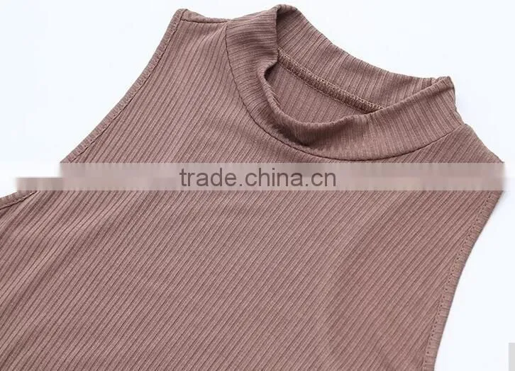 Summer Kendel Style Sexy Sheath Dress Women Turtleneck Tank Split Dress