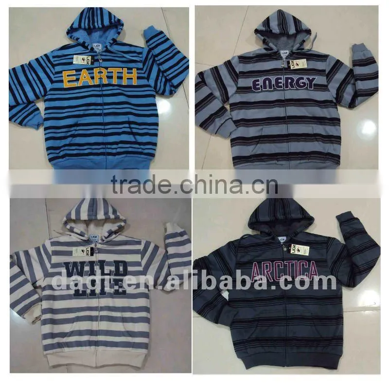 Wholesale OEM Triped Hoodies For Men With Fur Lining
