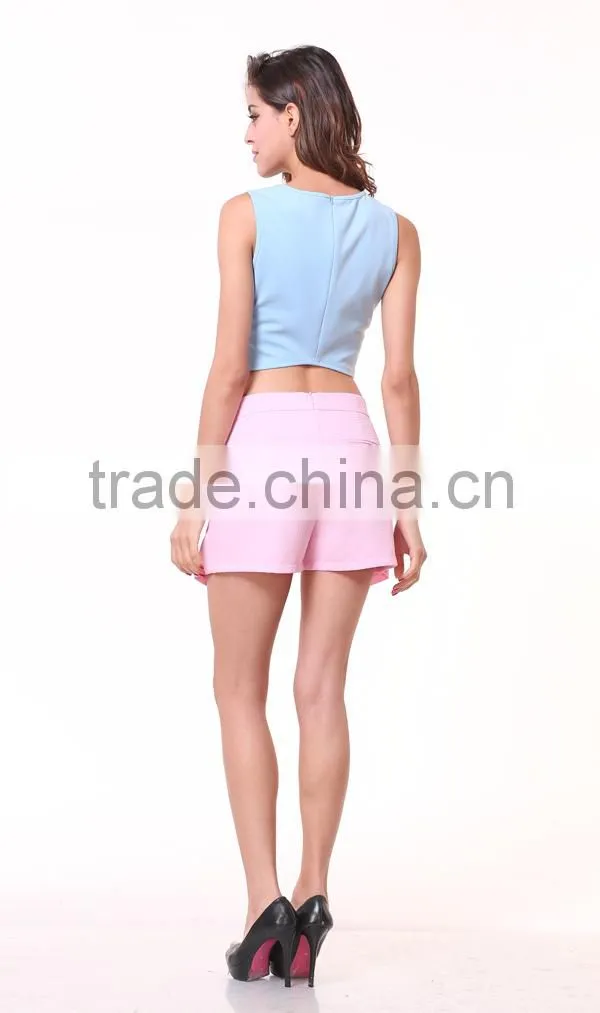 2015 Summer Sleeveless Women Plain Crop Tops Wholesale