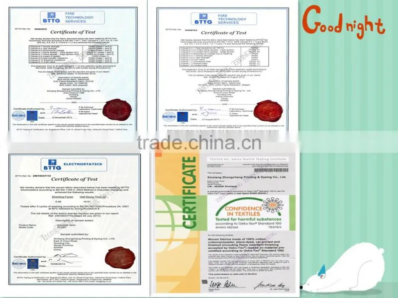 Top quality EN11612 standard anti-fire fabric for clothing made in China