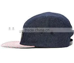 5 panel flat brim cap cheap custom denim 5 panel trap back caps