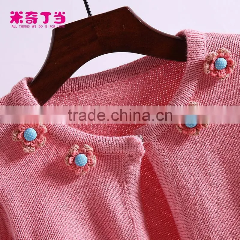Girl fancy crocheted cardigan sweater hand knit sweater designs for kids children's clothing