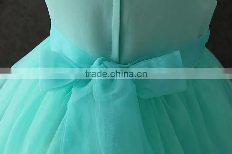2017 Indian girls without dress pictures summer green Flower Puffy party dress Turkey girls shining Performance dance dresses