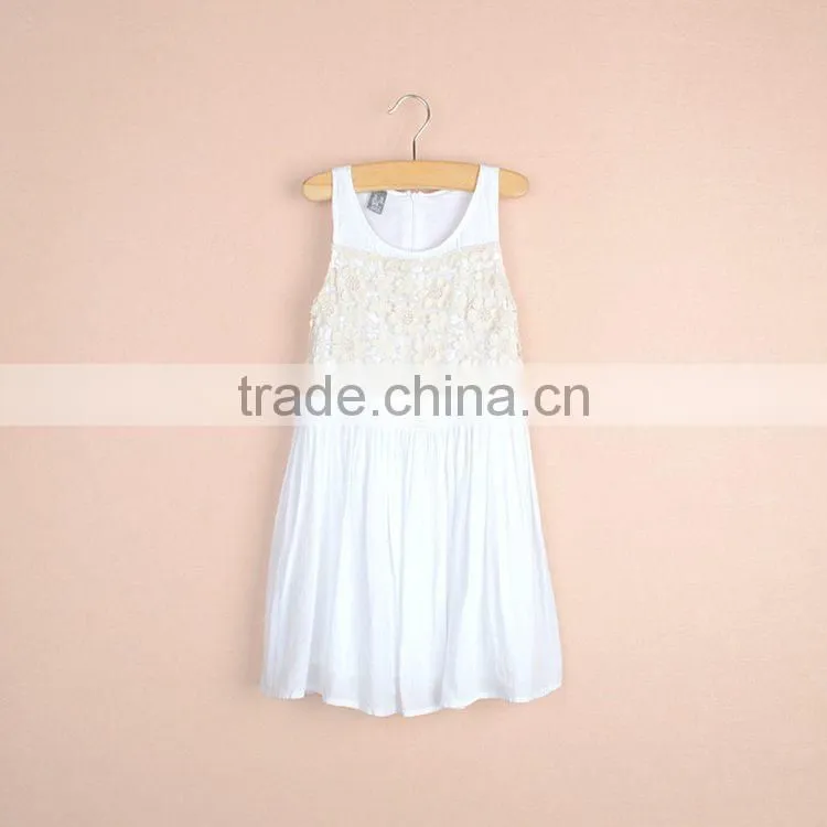 R&H 2016 sleeveless white chiffon georgette dresses valentine dress kids casual frocks
