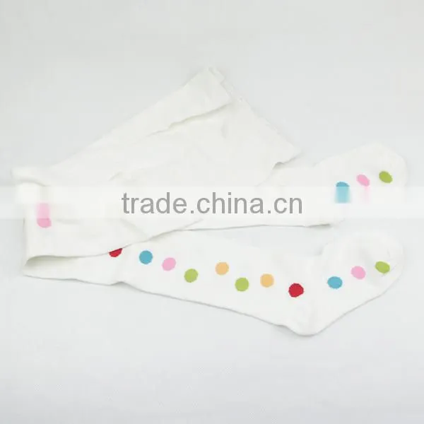Girl Tights White Colorful Ponit Socks Long Socks