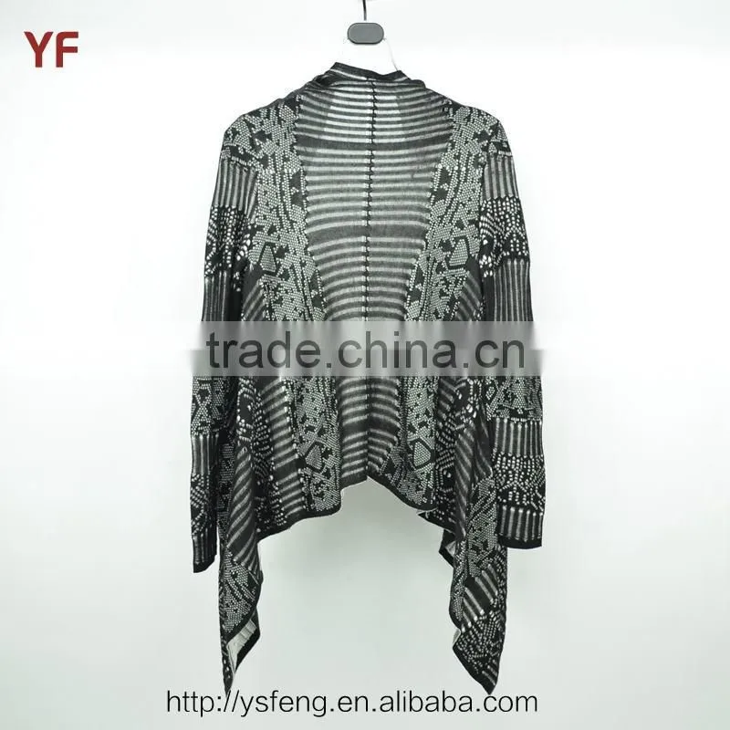New Jacquard Sweater Design Women Fashion Winter Poncho Coats