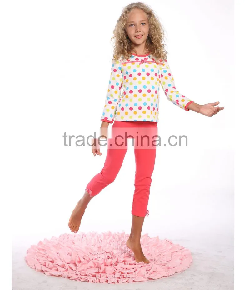 100% cotton knitted children girl winter pajamas sets wholesale