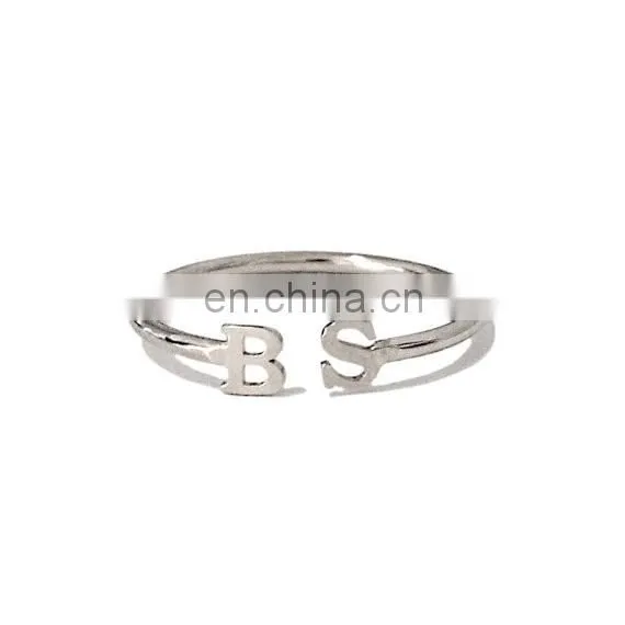 Yiwu factory new arrival silver plated alphabet letter finger ring design