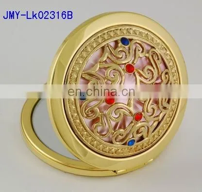 3D decoration gold metal compact mirro