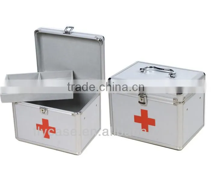 professional aluminum frist aid tool box with tray and handle