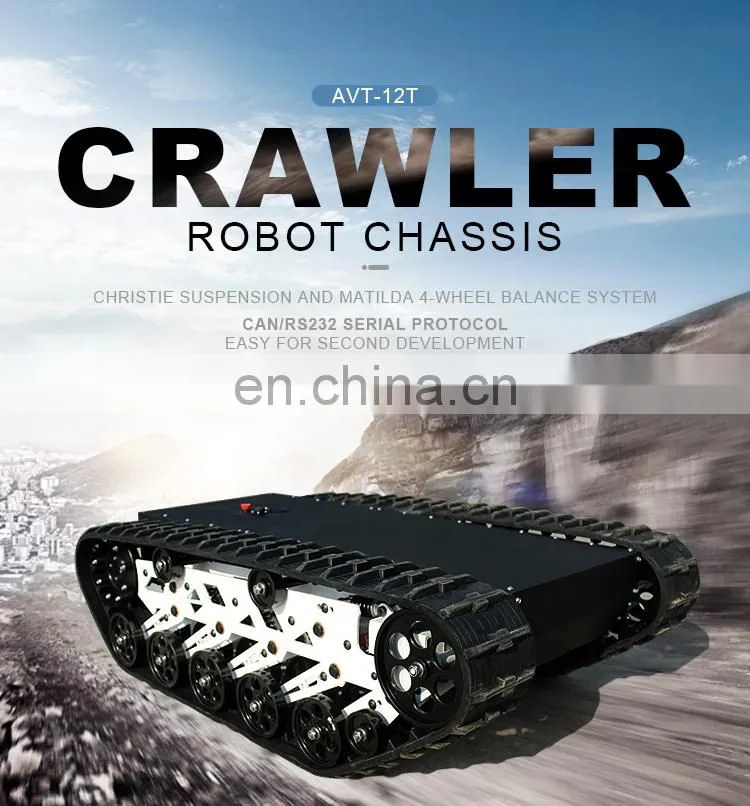 Outdoor Remote Controlling Mobile Rubber Robot Platform Tracked Vehicle
