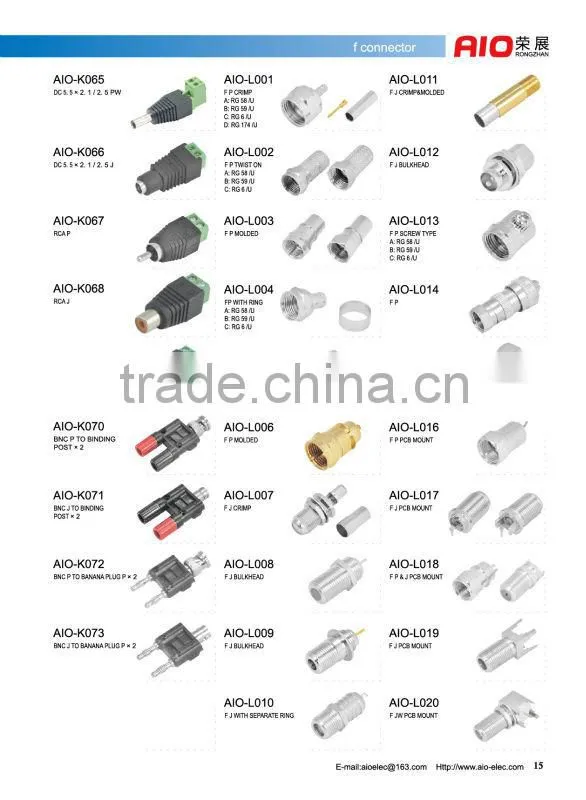 RF connector adaptor RCA female to F female