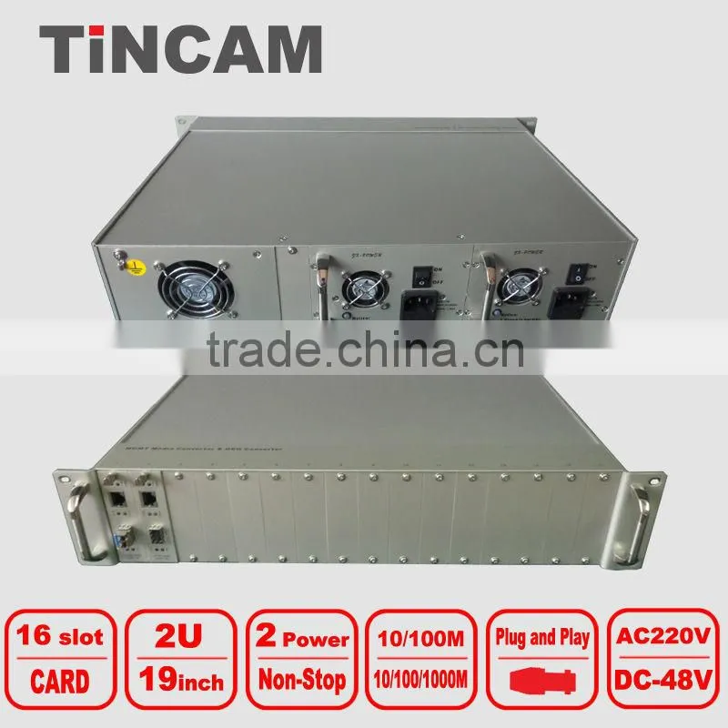 2U 16slots fiber rack with dual power AC220V+AC220V