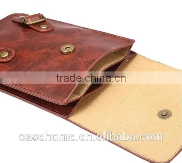 6.3" Dark Brown Small Shoulder Bag Universal Mobile Phone Leather Case