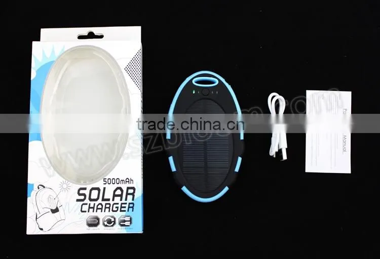 Dual usb port 5000mah mini portable charger solar energy power bank