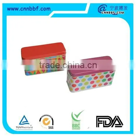 Rectangular metal tin box with silver printing decorative gift metal tin box