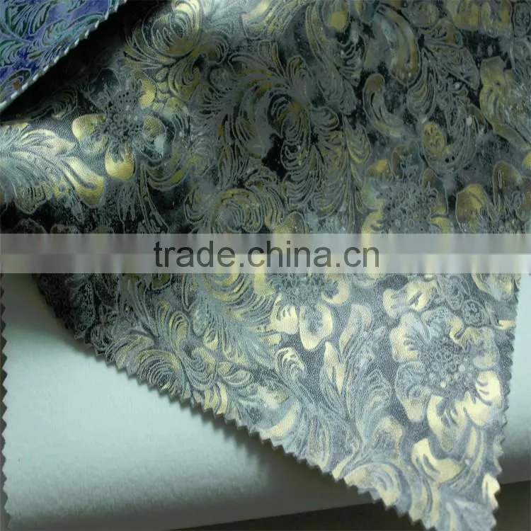 2016 hot sell Multi-color spraying printing pattern pu artificial leather fabrics 100% visco faux leather for bags garment