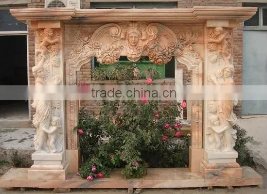 Marble caving fireplace mantel