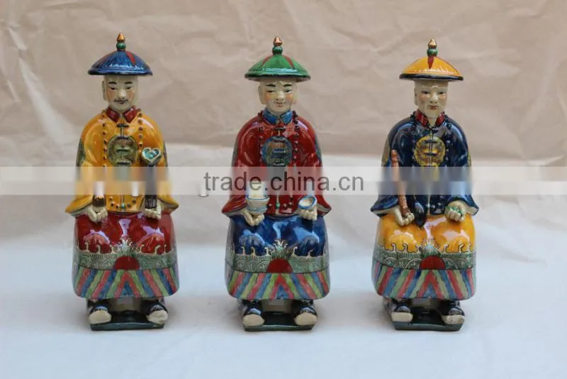 Chinese Antique Porcelain Blue and white Three Lucky Men Statue