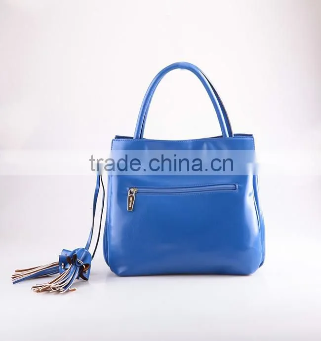 4083 Trendy Design Blue Plain Texture PU Three Compartment Combined Fashionable Ladies Latest Handbag