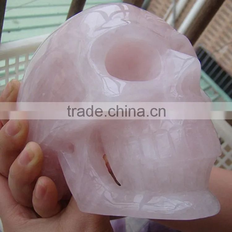 Wholesale big size 5" rose quartz skull carving
