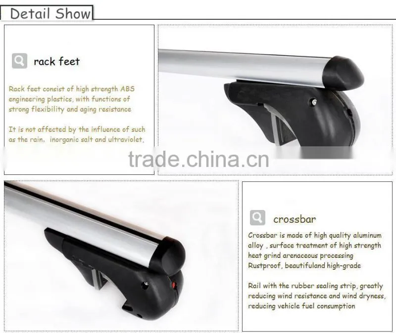 Heavy Duty Removable Aluminum Automobiles Roof Luggage Rack Lockable Crossbar