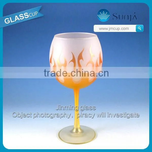 Wholesale high quality colored stem glassware/glass blowing factory/ballon wine glass/goblet