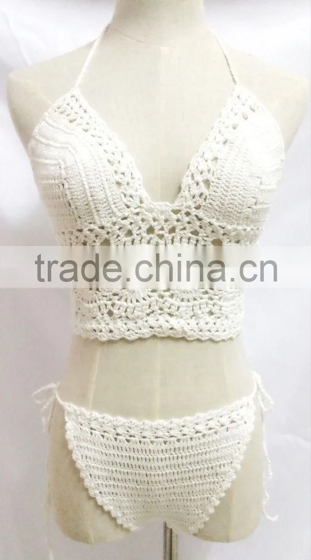 New Design Crochet Halter Top Bikini,Flower Bikini Swimwear