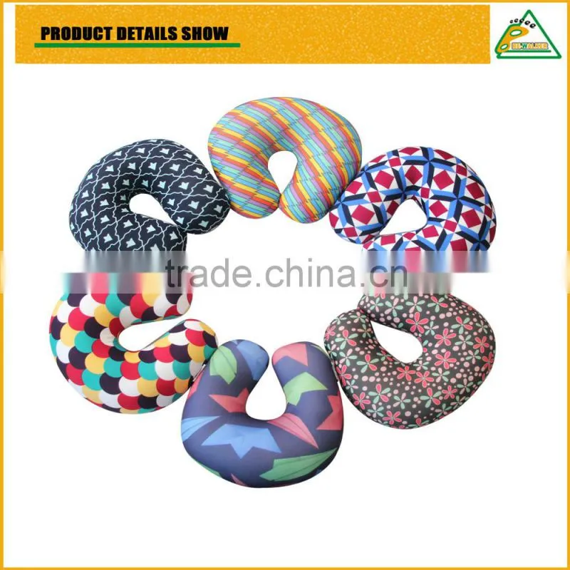 Soft plush Solid travel neck pillow with button filling fiber
