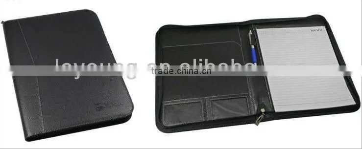 Leather Bound 2 Ring Folder Padfolio With Notepad