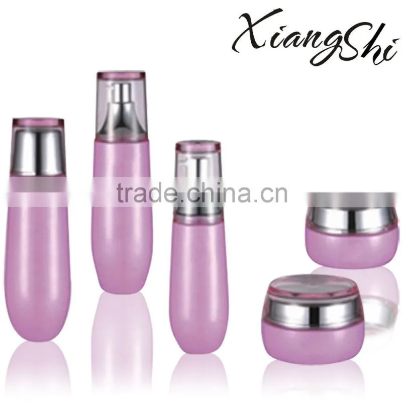 Pink special shape glass cosmetic jar/bottle for personal care oil/cream