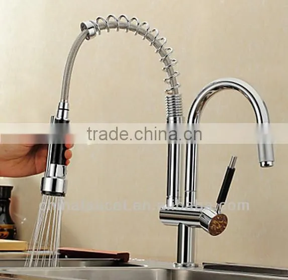 Two heads chromed spring kitchen mixer QH0783-8S