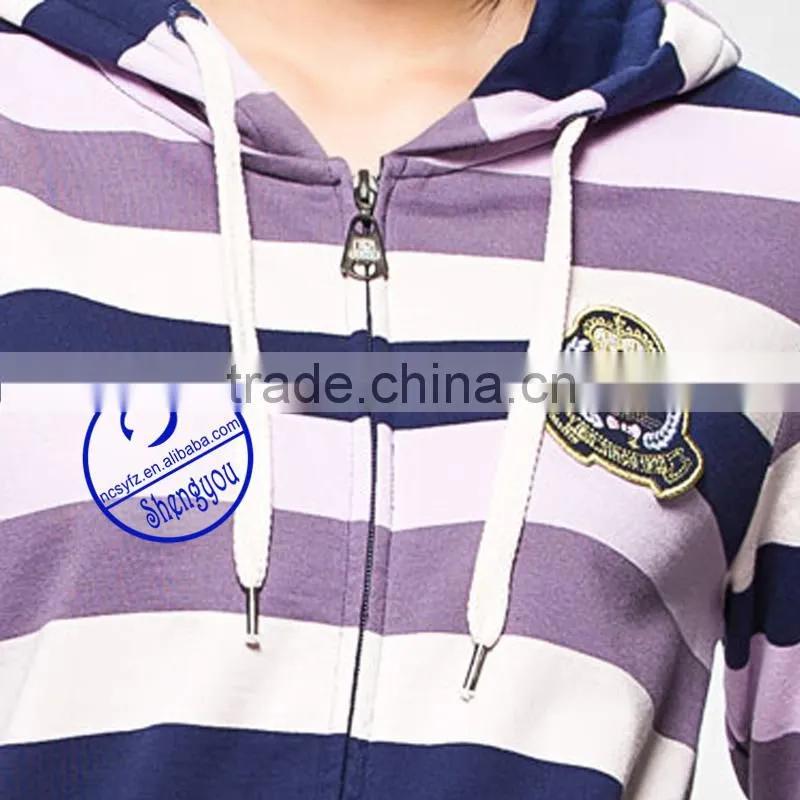 China high quality custom women yarn dyed hoodies sweatshirts