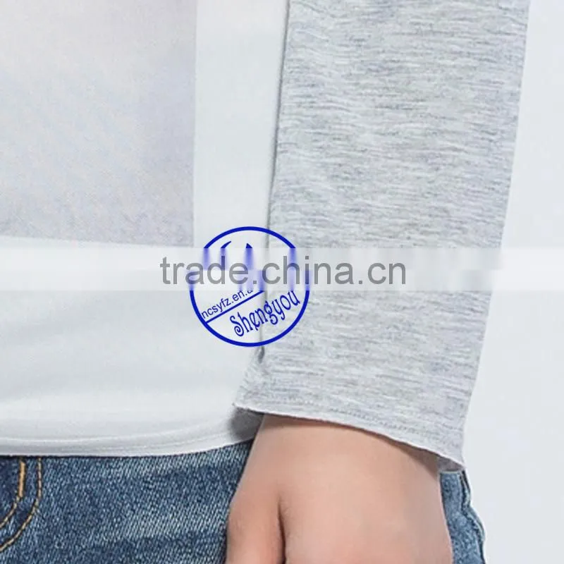 2015 China supplier custom fashion long sleeve women printing t shirt wholesale
