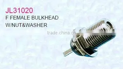 Bulkhead F female connector with nut & washer