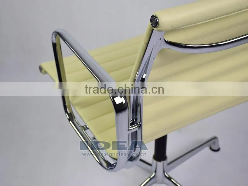 Replica Charles Low Back Ribbed meeting Chair - Cream White Color Genuine Leather
